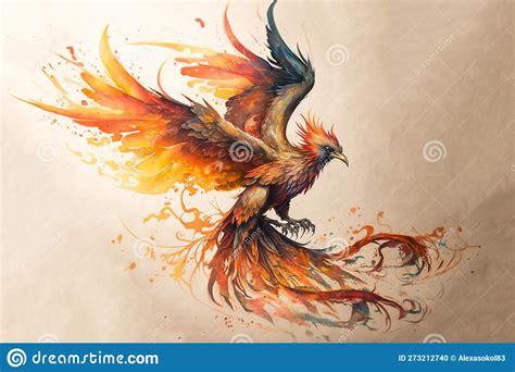 Phoenix Comes Out of Fire Drawing with Bit of Watercolour Stock ...