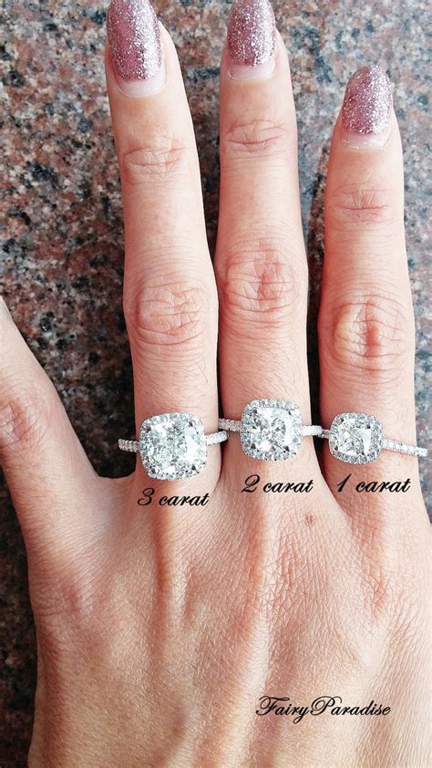 1 Carat Cushion Cut Halo Engagement Ring With Man Made Diamond - Etsy