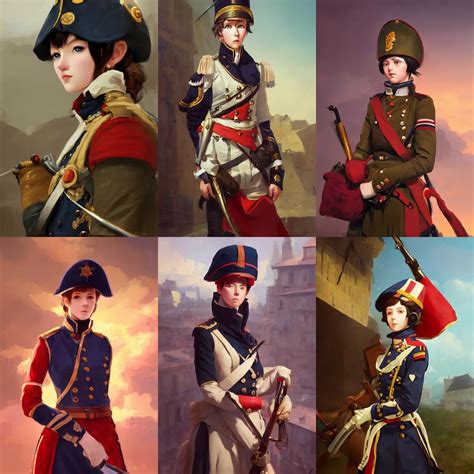 a portrait of a cute female napoleonic soldier, parade | Stable Diffusion