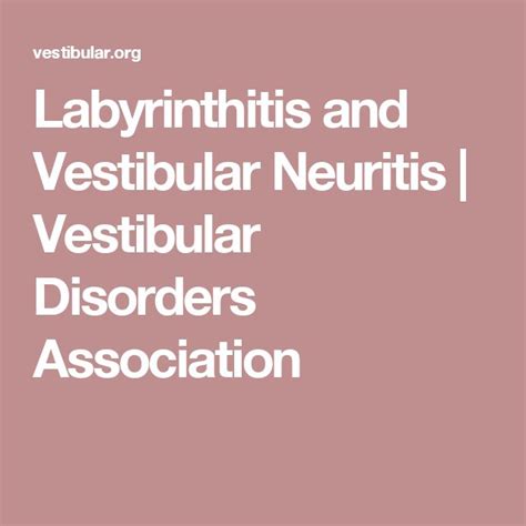 Labyrinthitis and Vestibular Neuritis | Vestibular Disorders Association | Vestibular neuritis ...