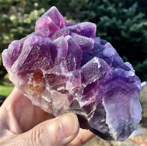 870g Big Violet Purple Fluorite Crystal Cluster Mineral Display Specimen