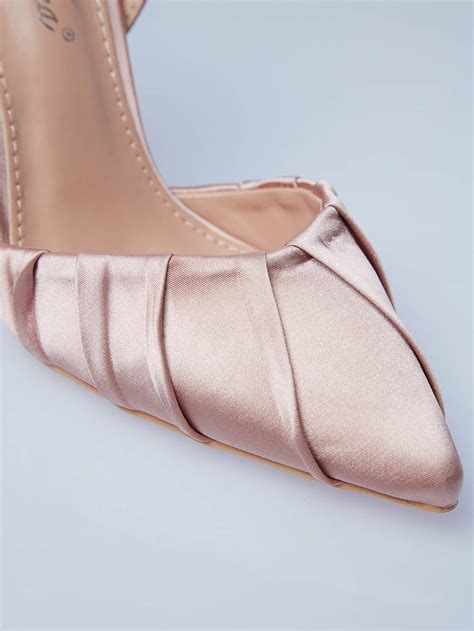 Sandale Elegante Nude Roze Saten de Ocazie Toc Clepsidra