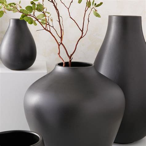 Pure Black Ceramic Vases | west elm United Kingdom