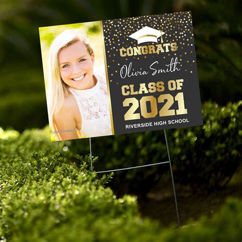 Custom Graduation Yard Sign With Photo Double Sided Quick | Etsy