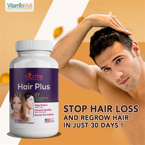 Buy Nutri Botanics Hair Plus - 60 Tablets - Stop Hair Loss In 14 Days - Top Hair Supplement for ...