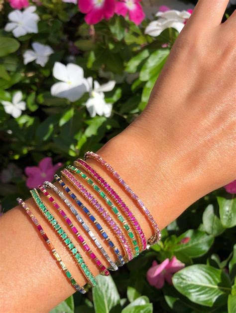Rainbow Baguette Tennis Bracelet | Women's jewelry and accessories, Women jewelry, Rainbow gemstones