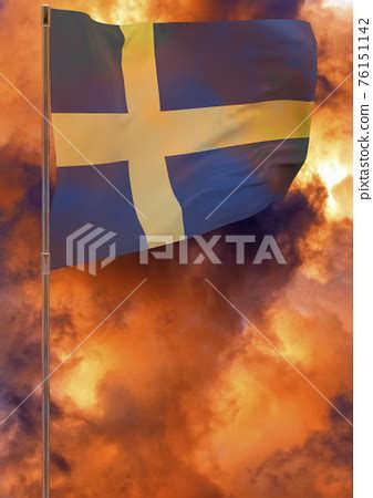 Sweden flag on pole with sky background - Stock Illustration [76151142] - PIXTA