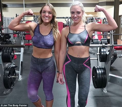 Women work out at the gym in almost nothing but body paint | Daily Mail ...