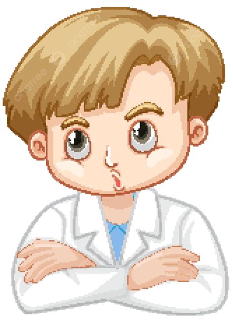 Adorable Young Boy Wearing Lab Coat Against A White Backdrop Vector, Kids, Science, Emotion PNG ...