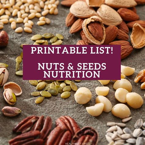 Printable List of the Healthiest Nuts and Seeds - Health Beet