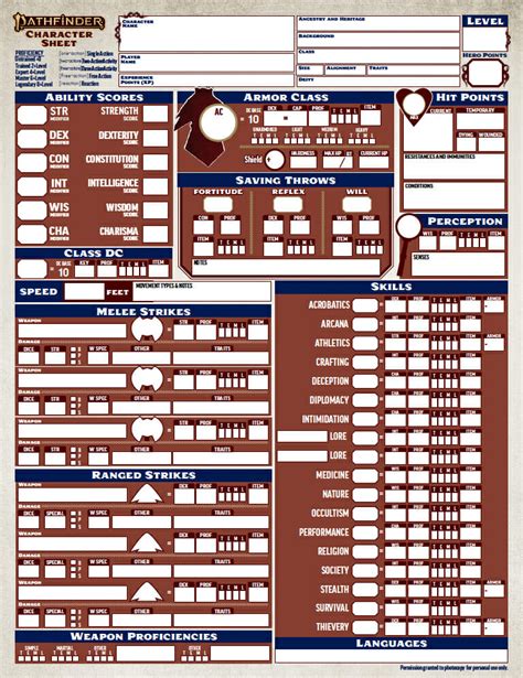 Best Pathfinder Form Fillable Character Sheet - Printable Forms Free Online