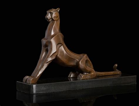 Art Déco Sculpture Jaguar Léopard Abstrait Animal Bronze Statue Signé R0712 B0403 dans Statues ...