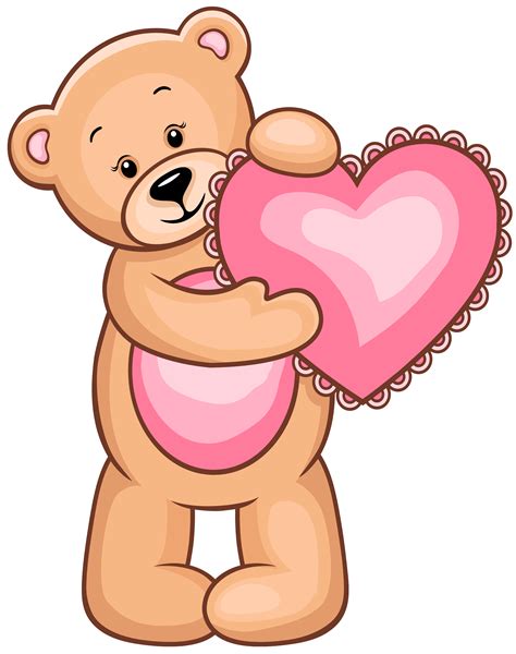 Transparent Teddy Bear with Pink Heart PNG Clipart | Valentines day ...