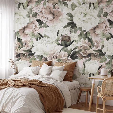 Peel Stick Wallpaper Floral Mural Boho Wallpaper Removable - Etsy