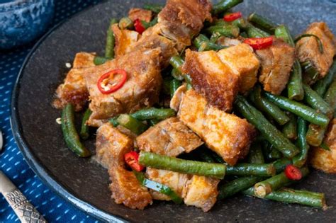 Thai Spicy Stir-Fried Crispy Pork Belly with Beans | Asian Inspirations