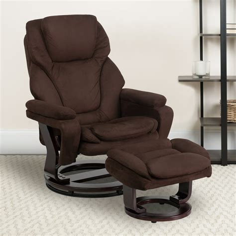 Flash Furniture Small Microfiber Swivel Recliner with Ottoman, Brown ...