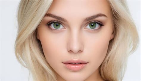 Premium Photo | Promotional banner with a beautiful blonde model closeup face green eyes