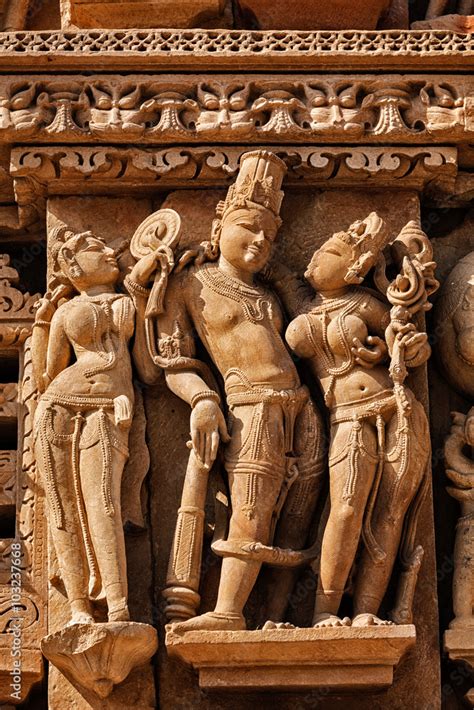 Sculptures on Khajuraho temples Stock Photo | Adobe Stock