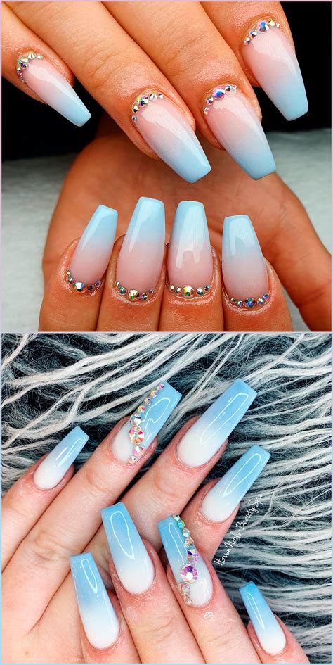 Baby Blue Ombre Nails - Nail Designs