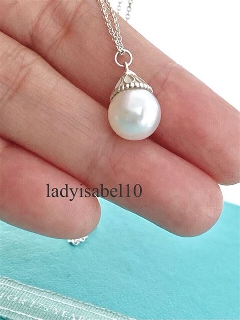 Tiffany & Co. Pearl Pendant Necklace 16" Ziegfeld Sterling Silver w Box Pouch | eBay