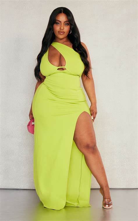 Plus Lime Cut Out Maxi Dress | Plus Size | PrettyLittleThing