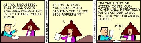 Alice side agreement | Dilbert cartoon, Jokes, Make me happy