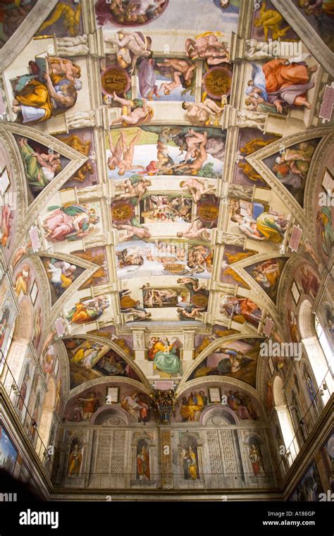 Sistine Chapel ceiling frescoes by Michelangelo Vatican Museum Rome Italy Europe Stock Photo - Alamy