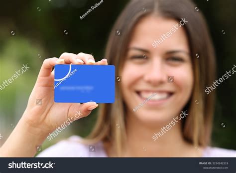 Happy Woman Showing Blank Credit Card Stock Photo 2234242219 | Shutterstock