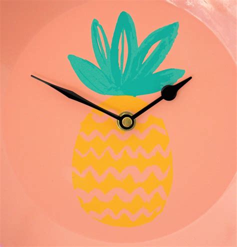 NEW 24cm Pink Pineapple Wall Clock - Metal Vintage Modern Summer Tin Clock Gift | eBay