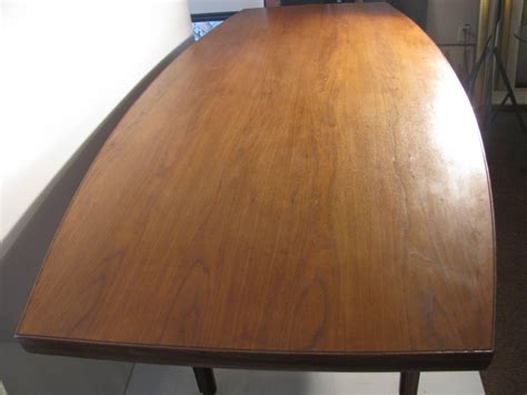 Mid-Century Modern Boat Shaped Black Walnut Dining Conference Table at ...