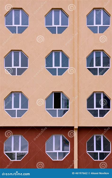 Building Facade with Hexagonal Windows. Stock Photo - Image of ...