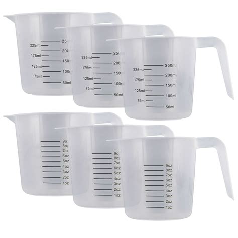 U.S. Kitchen Supply - 8 oz (250 ml) Plastic Graduated Measuring Cups with Pitcher Handles (Pack ...