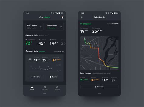 Car.check - OBD2 car scanner mobile app | Dark theme by Dmitry Derevianko on Dribbble