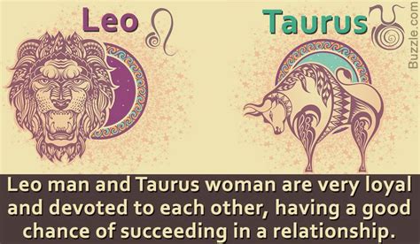 Taurus and Leo individuals, due to their similar traits, can form a long-lasting relationship ...