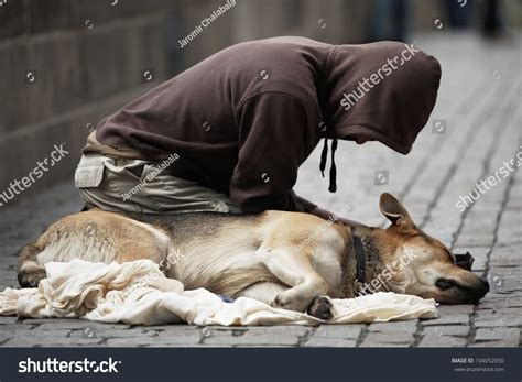 Beggar With Dog On The Street Of Prague, Czech Republic Stock Photo 104052050 : Shutterstock