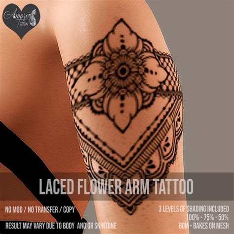 Second Life Marketplace - ::Amore:: Tattoos Lace Flower Arm Tattoo