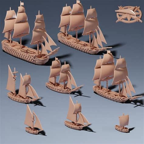 Sailing Ship Miniatures 1/1200 Fleet Pack - Etsy