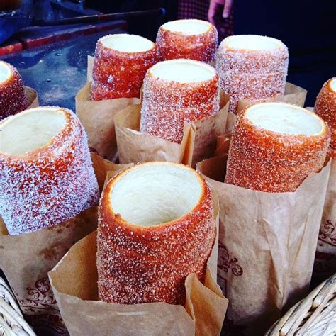 Kürtőskalács, aka chimney cake, seen in Budapest. … Hungarian Cuisine ...