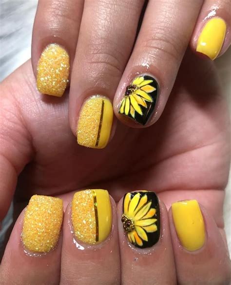 sunflower acrylic nail designs - wallpaperforbedroommumbai