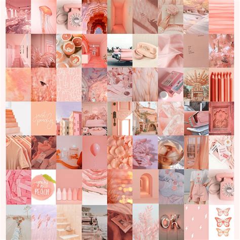 Peach Coral Pink Photo Wall Collage Kit Peach Aesthetic - Etsy UK