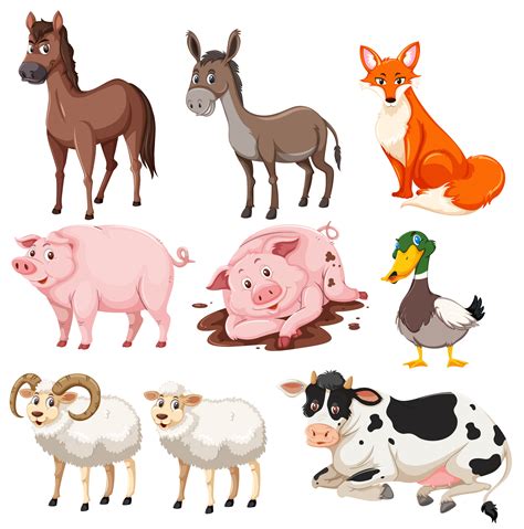 Set of farm animals 605398 Vector Art at Vecteezy