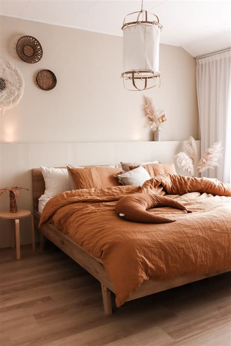 Add warm color to your bedroom with tan colored linen bedding. Works particularly well with ...