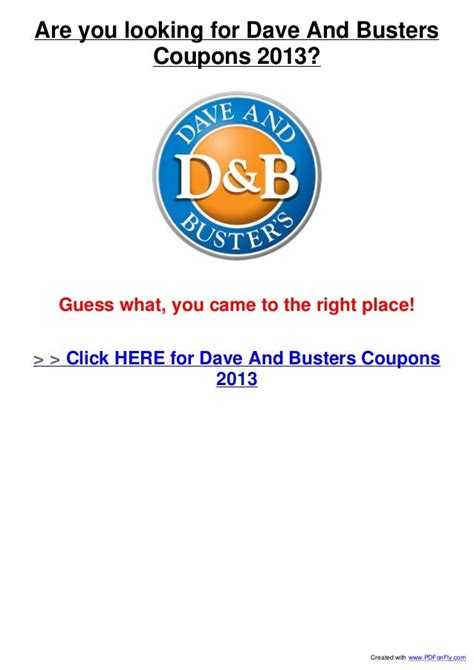 Dave And Busters Coupons 2013