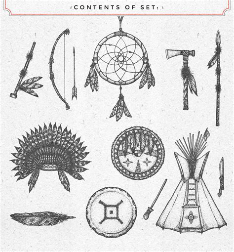 Native American illustrations set By TRIKONA | TheHungryJPEG