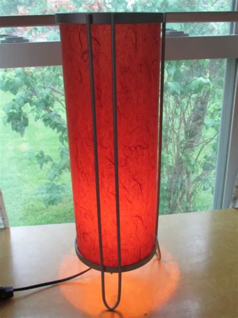 1960S MID CENTURY Modern TABLE Lamp ORANGE VELLUM Fiberglass Shade w/TRIPOD LEGS $185.00 - PicClick