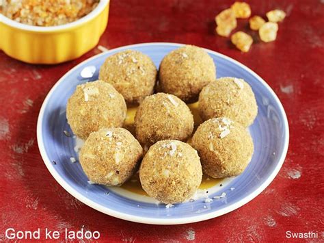 Gond Ke Laddu How To Make Gond Laddu Swasthi S Recipes | indiahealthyfood