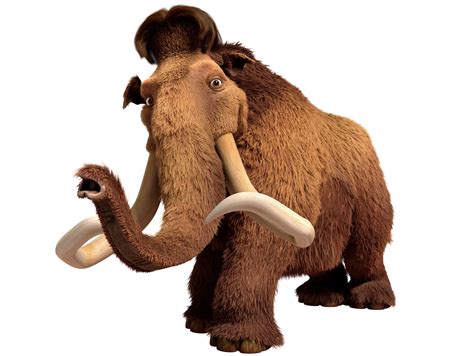 the wooly mammoth is standing with its long tusks on it's back legs