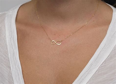 Infinity Necklace, Solid Gold Infinite Necklace, Rose Gold Eternity Necklace, Dainty Charm ...