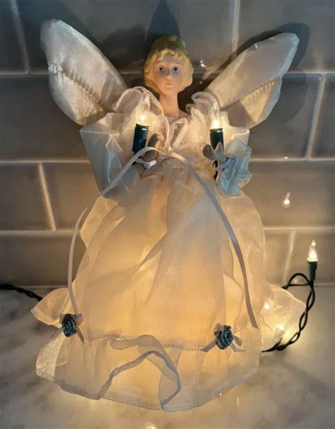 VINTAGE ANGEL CHRISTMAS Tree Topper With Clear Lights $21.50 - PicClick