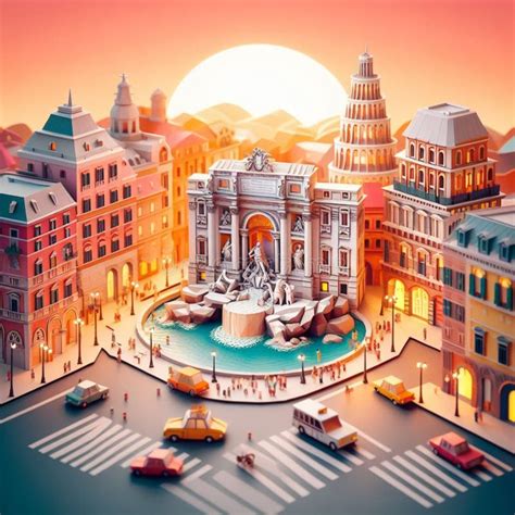 Isometric Graphic of Rome City in Italy with Some of City Landmarks and Monuments Stock ...